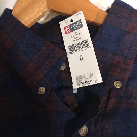 NEW ! Chaps Plaid Flannel Men’s Shirt - Size Medium - Picture 5 of 7